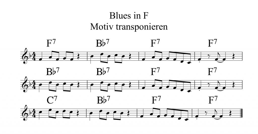 Blues in F Motiv transponieren